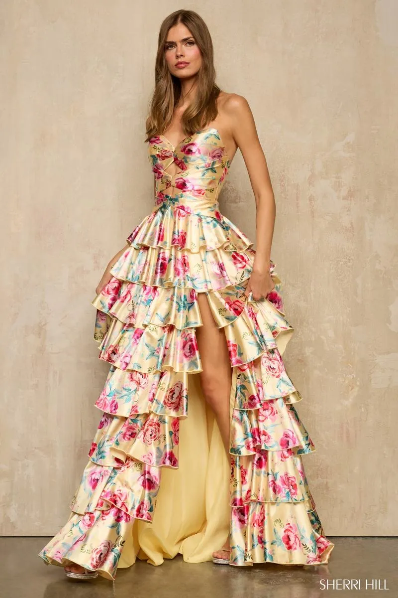 Sherri Hill Strapless Floral Print Prom Dress 57878 sold by Terry costa