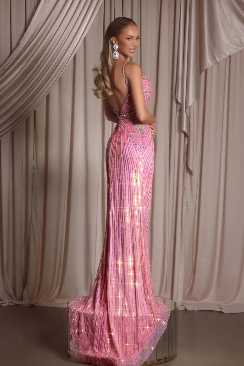 Portia and Scarlett Beaded Illusion Prom Dress PS26405C sold by Terry costa product image thumbnail 2