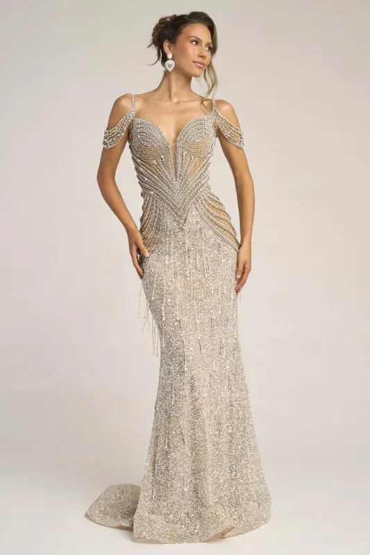 Portia and Scarlett Off Shoulder Prom Dress PS26449C made by Terry costa