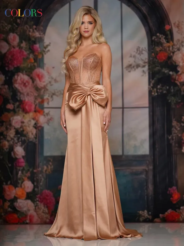 Colors Dress Strapless Oversize Bow Prom Dress 3769 made by Terry costa