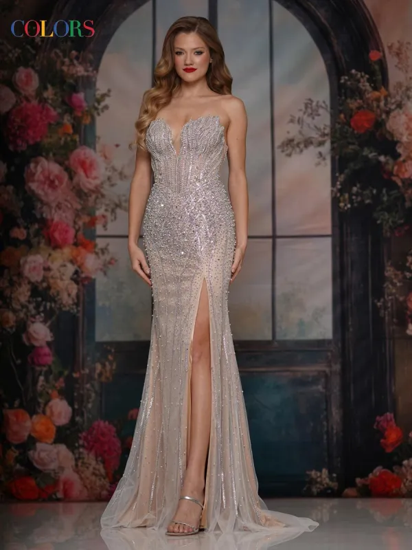 Colors Dress Strapless Heat Stone Fitted Prom Dress 3917 made by Terry costa