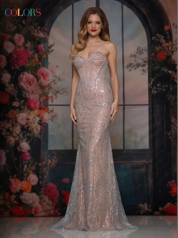 Colors Dress Beaded Tulle Fit and Flare Prom Dress 3931 made by Terry costa