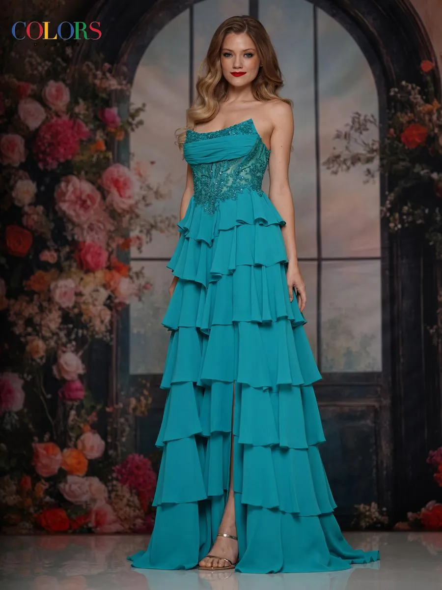 Colors Dress Chiffon Ruffle A-Line Prom Dress 3934 sold by Terry costa product image thumbnail 4