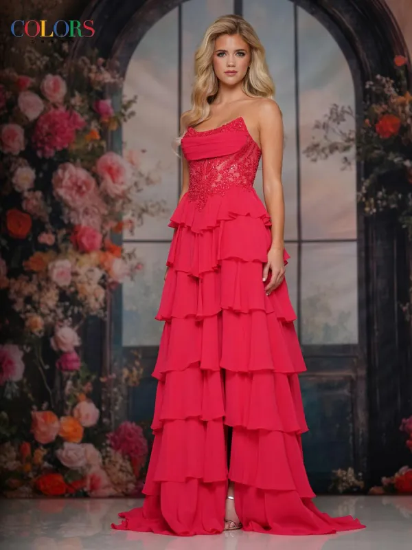 Colors Dress Chiffon Ruffle A-Line Prom Dress 3934 made by Terry costa