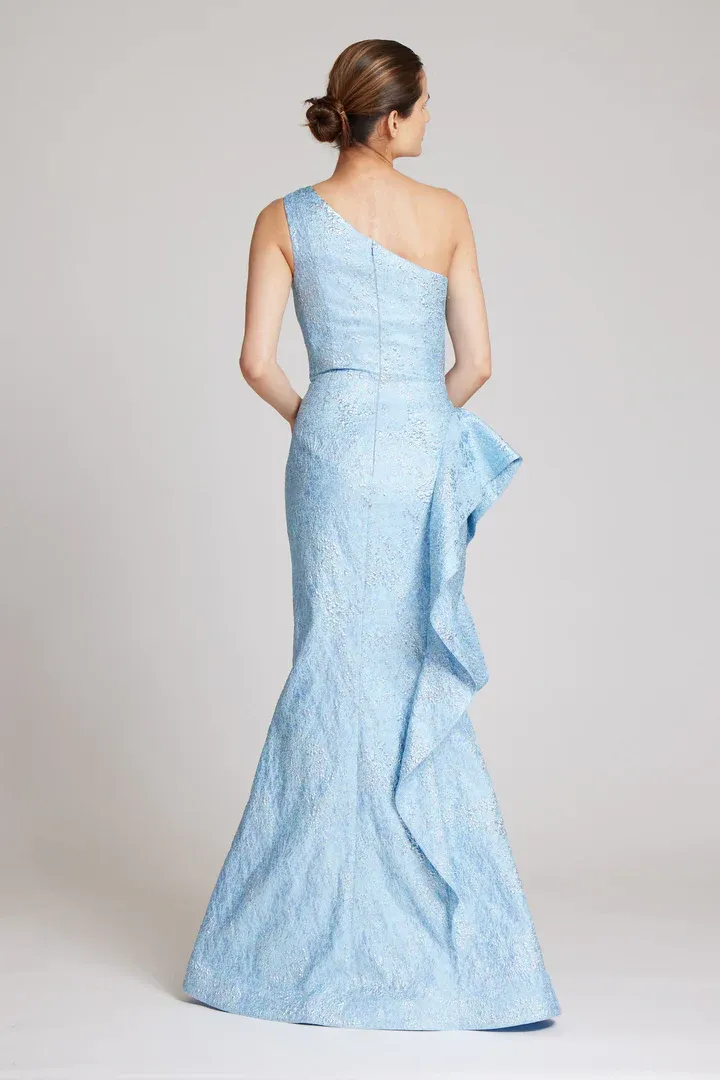 Teri Jon One Shoulder Jacquard Evening Gown 217028 sold by Terry costa product image thumbnail 2