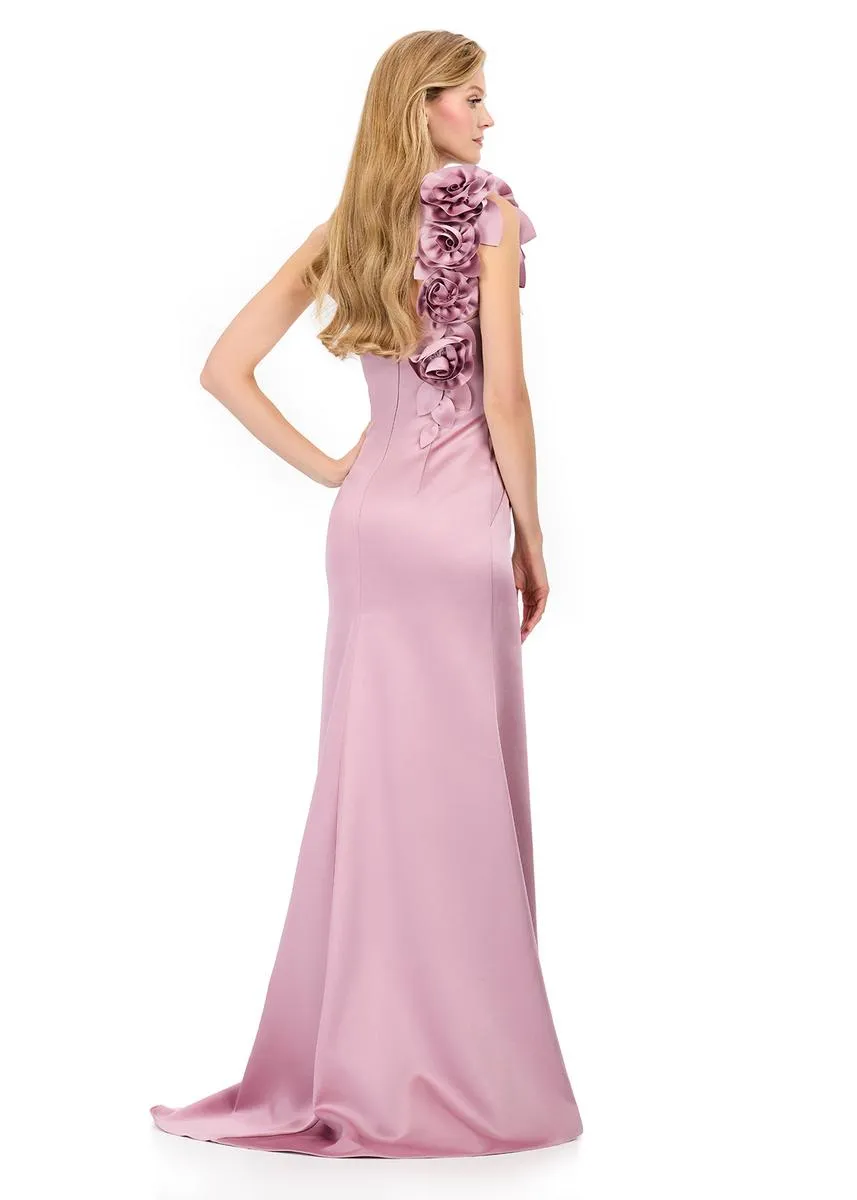 ASHLEYlauren Rosette One Shoulder Fitted Long Dress E12158 sold by Terry costa product image thumbnail 4