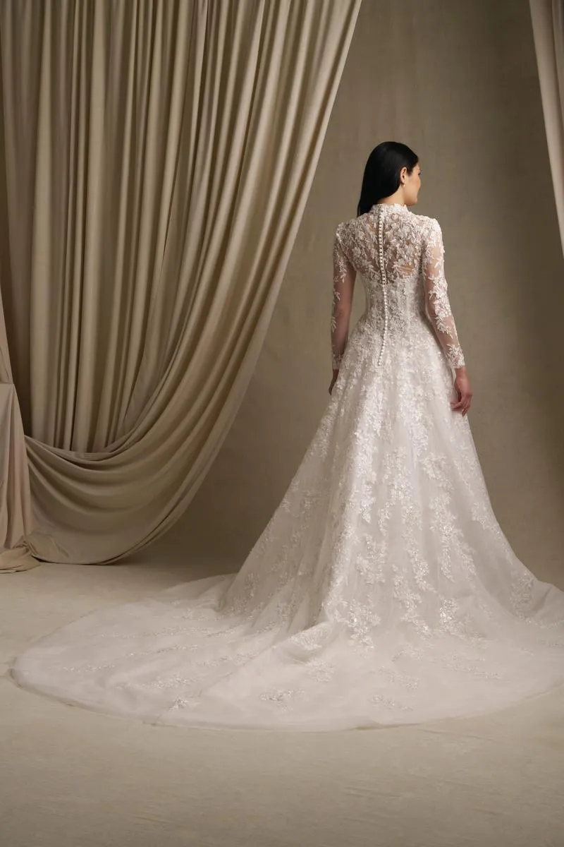 Allure Couture C811NC Long Sleeve Lace Ballgown Bridal Gown sold by Terry costa product image thumbnail 2
