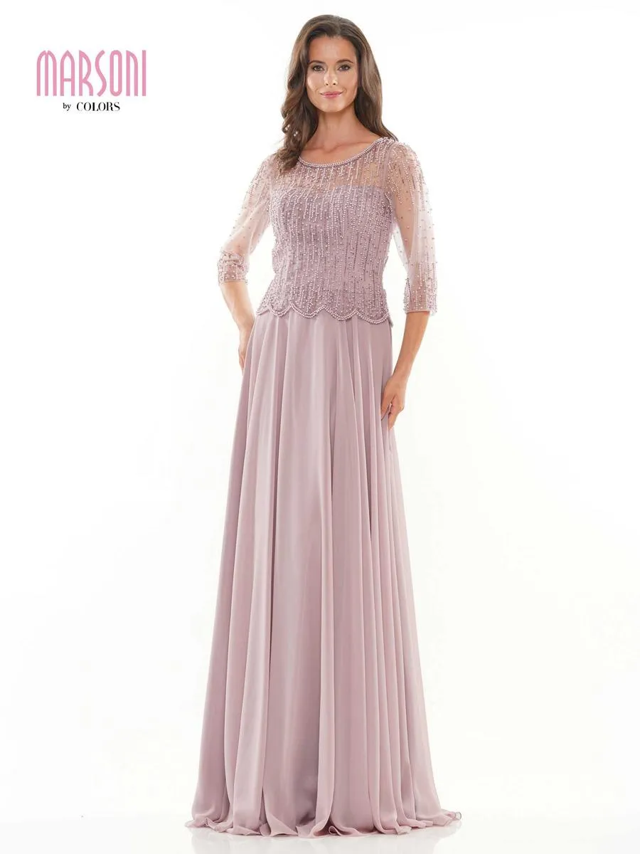 Marsoni by Colors Dress 3/4 Beaded Sleeve Long Dress M312 sold by Terry costa product image thumbnail 3