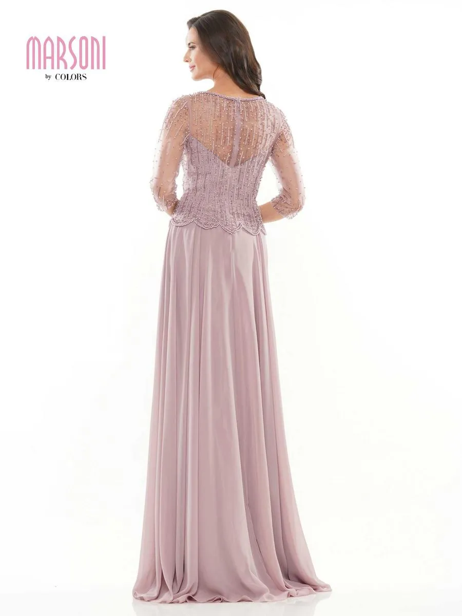 Marsoni by Colors Dress 3/4 Beaded Sleeve Long Dress M312 sold by Terry costa product image thumbnail 4