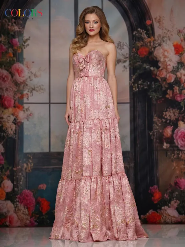 Colors Dress A-Line Metallic Jacquard Prom Dress 3794 made by Terry costa