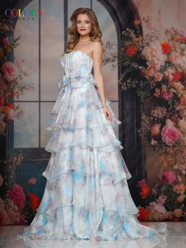 Colors Dress Bows and Floral Print Ballgown Prom Dress 3809 sold by Terry costa