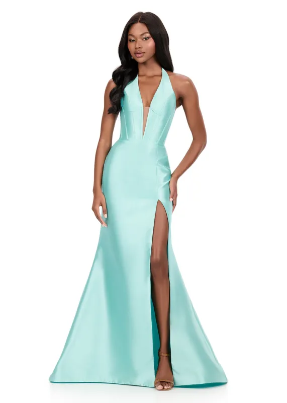 ASHLEYlauren Halter Mikado Prom Dress 12214 sold by Terry costa