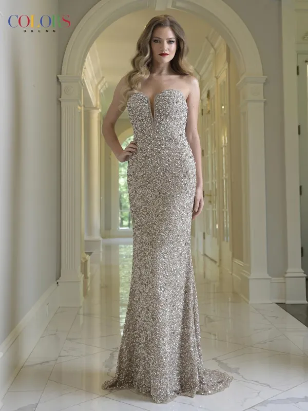 Colors Dress Plunging Strapless Beaded Prom Dress 3939 sold by Terry costa