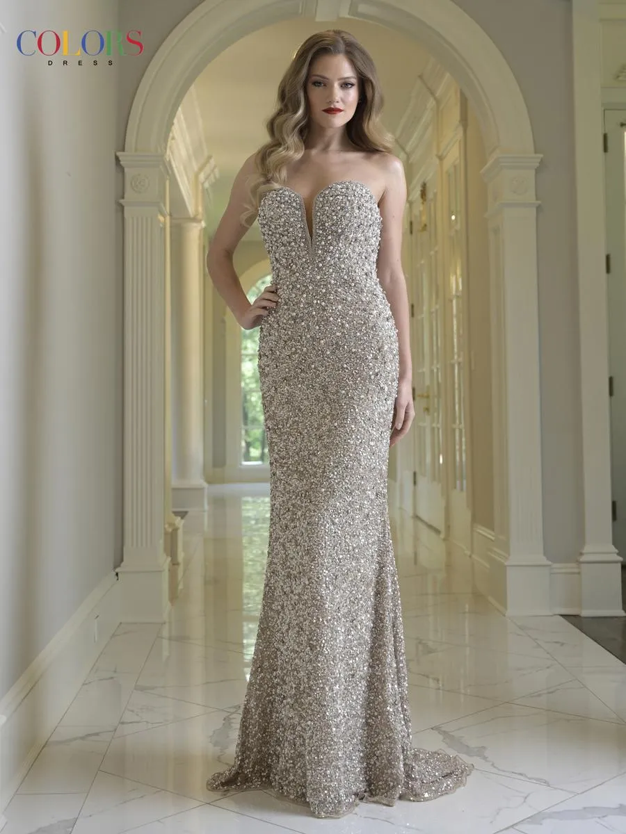Colors Dress Plunging Strapless Beaded Prom Dress 3939 sold by Terry costa