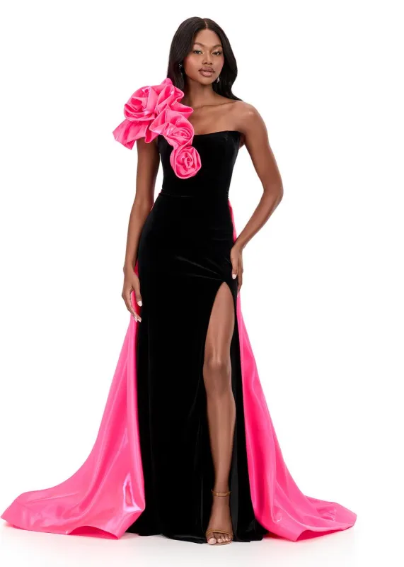 ASHLEYlauren Velvet Satin Overskirt Prom Dress 12174 made by ASHLEYlauren