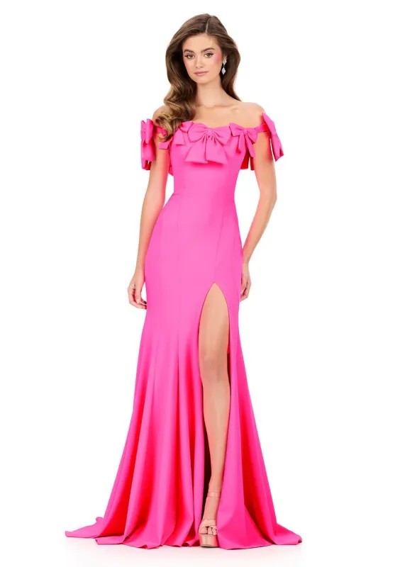 ASHLEYlauren Off Shoulder Fitted Scuba Prom Dress 12288 sold by Terry costa