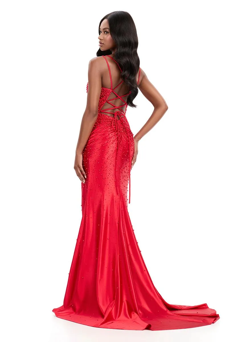 ASHLEYlauren Lace-up Open Back Prom Dress 12357 sold by Terry costa product image thumbnail 2