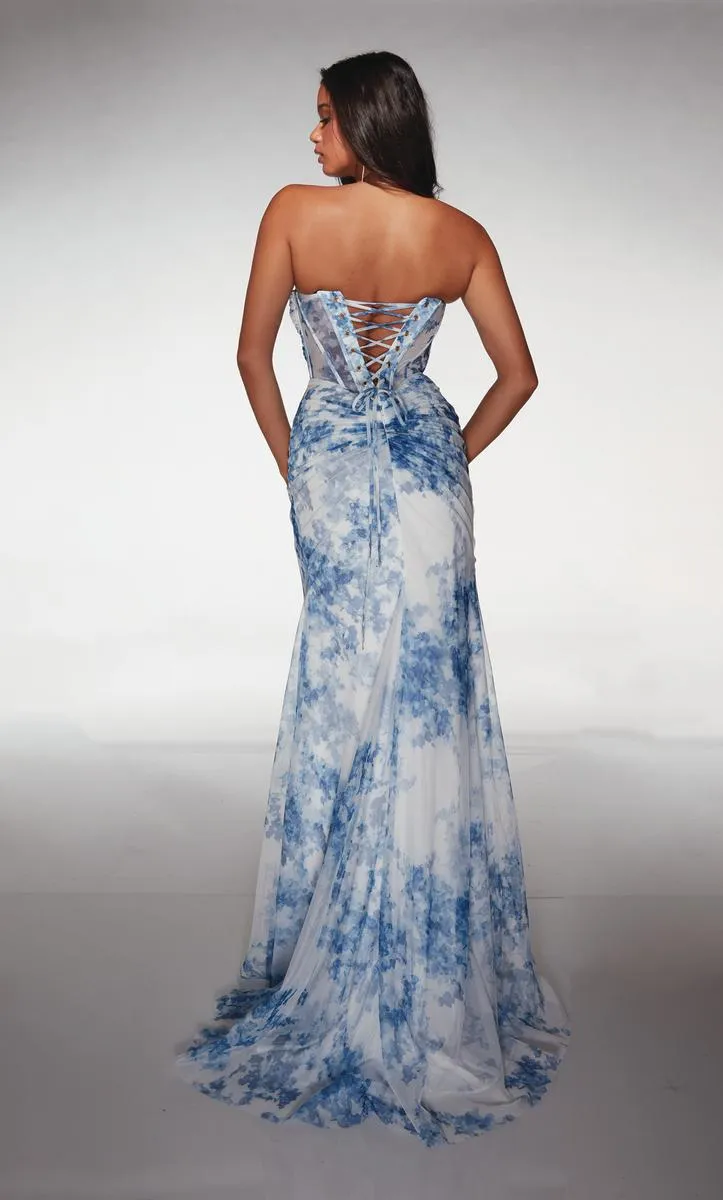ALYCE Paris Draped Floral Print Prom Dress 62176 sold by Terry costa product image thumbnail 2