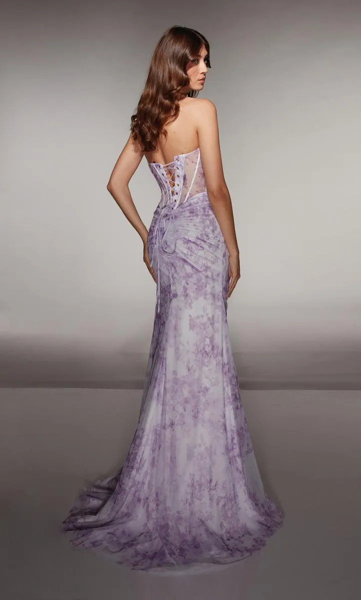 ALYCE Paris Draped Floral Print Prom Dress 62176 sold by Terry costa product image thumbnail 4