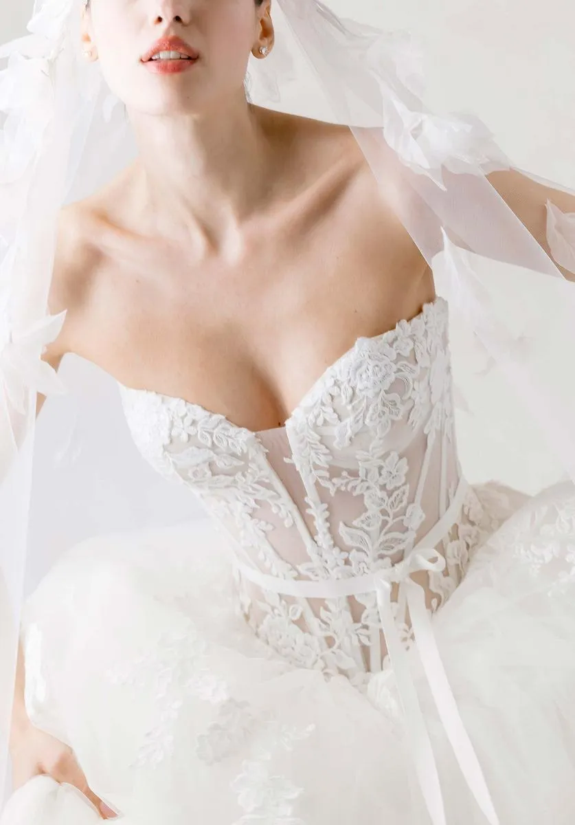 Morilee "Relevé" A-line Lace Strapless Bridal Gown 1010034 sold by Terry costa product image thumbnail 3