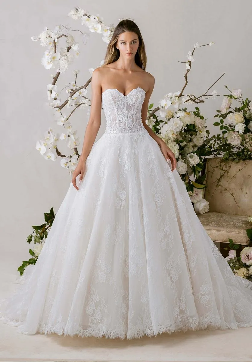 Morilee "Nikiya" High Neck Lace Ballgown Bridal Gown 1010030 sold by Terry costa