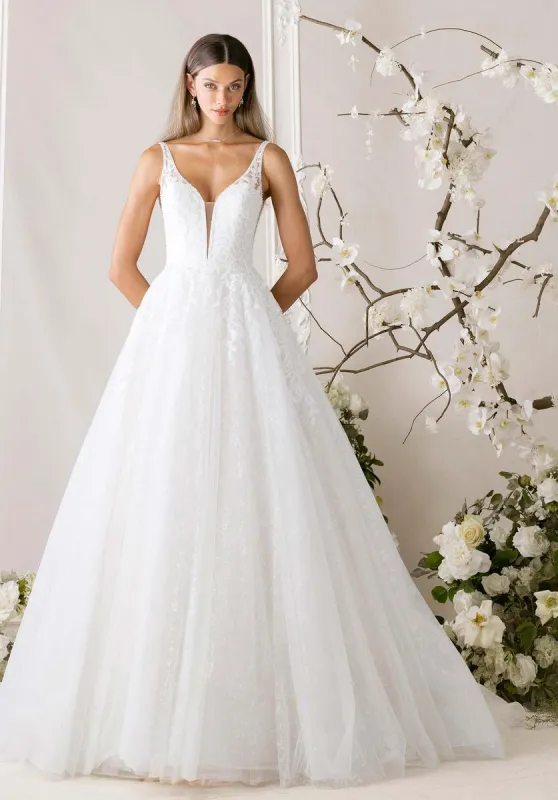 Morilee "Myrtha" Lace V-neck Ballgown Bridal Gown 1010021 made by Mori Lee