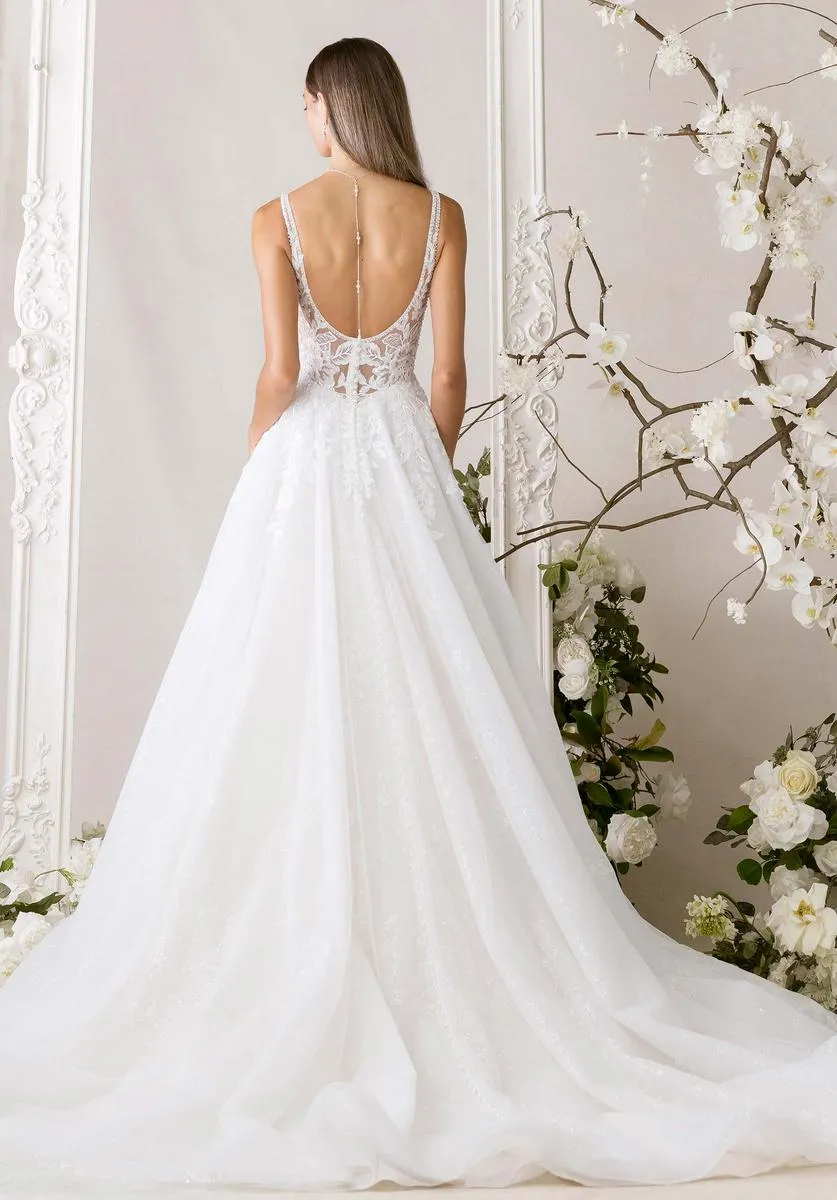 Morilee "Myrtha" Lace V-neck Ballgown Bridal Gown 1010021 sold by Terry costa product image thumbnail 2