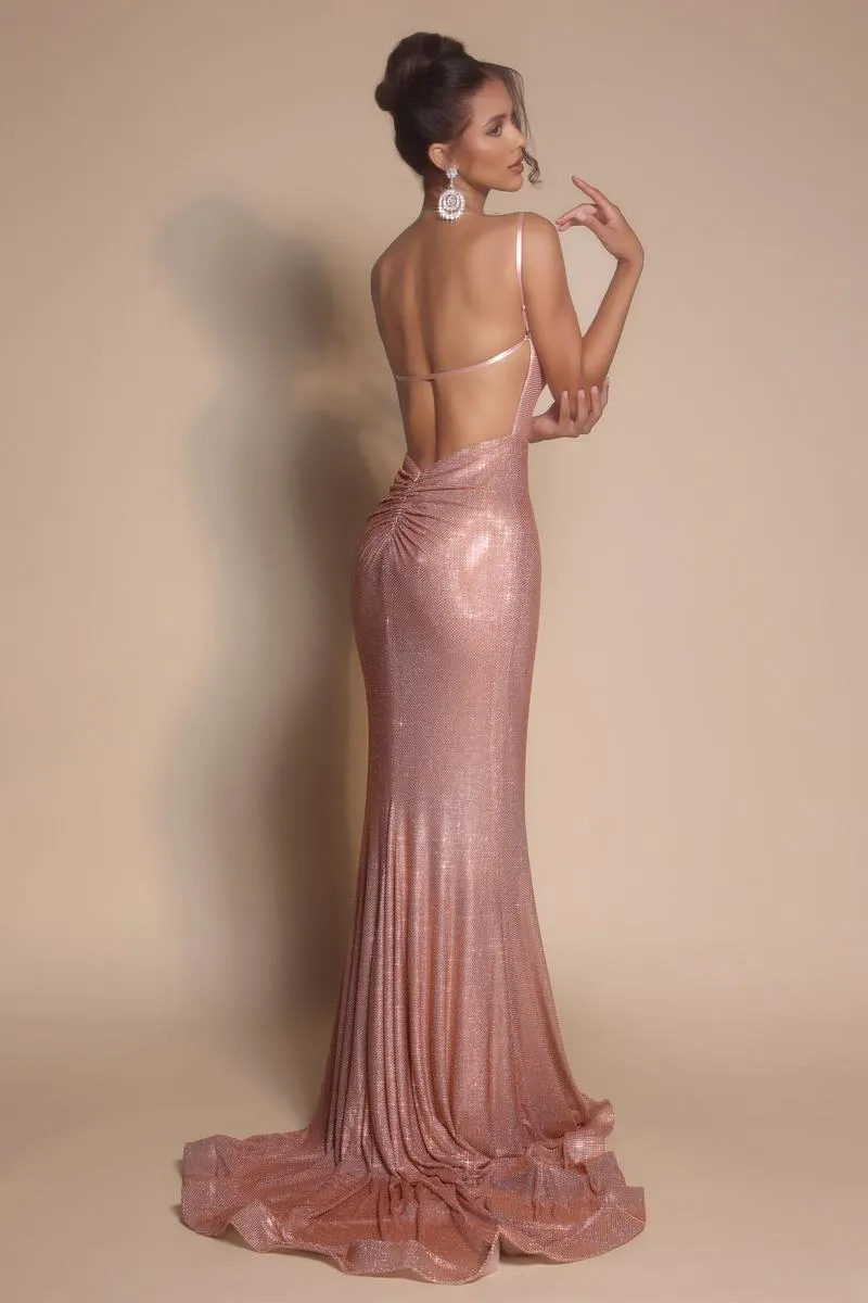 Portia and Scarlett Cowl Neck Open Back Prom Dress PS26068 sold by Terry costa product image thumbnail 4
