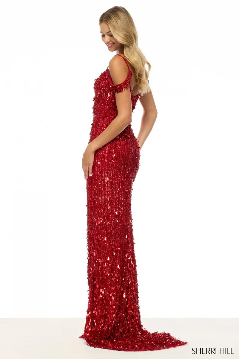 Sherri Hill Off Shoulder Fitted Sequin Prom Dress 57608 sold by Terry costa product image thumbnail 2