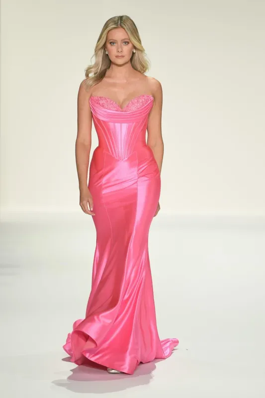 Sherri Hill Satin Fitted Corset Prom Dress 57986 - B sold by Terry costa