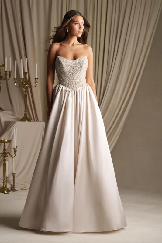 Allure Couture C800 Strapless Sparkling Satin A-line Gown sold by Terry costa