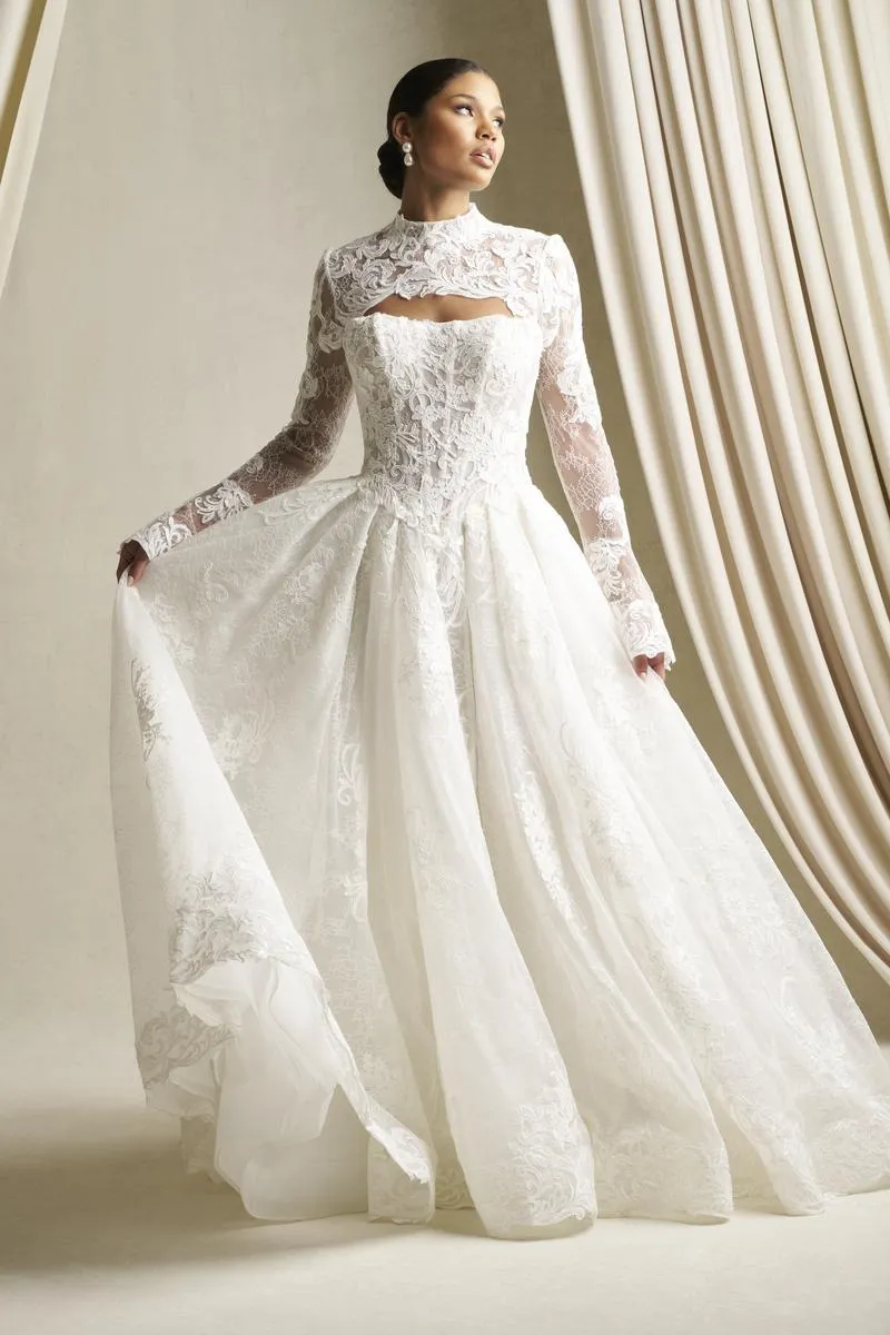Allure Couture C807 Strapless Lace Ballgown Bridal Gown sold by Terry costa