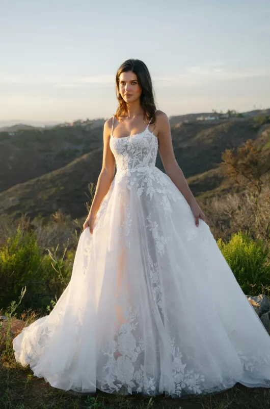 Allure Bridals A1403 Square Neck Romantic Floral bridal Gown made by Terry costa