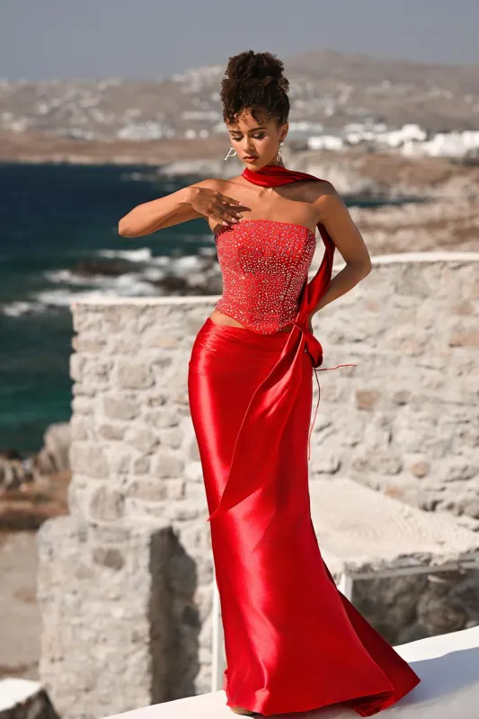 Portia and Scarlett Two Piece Corset Prom Dress with Scarf PS26042 made by Terry costa