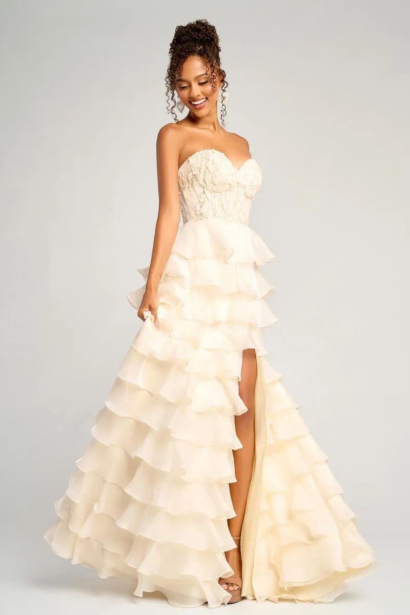 Portia and Scarlett Strapless Chiffon Prom Dress PS26048 sold by Terry costa product image thumbnail 3
