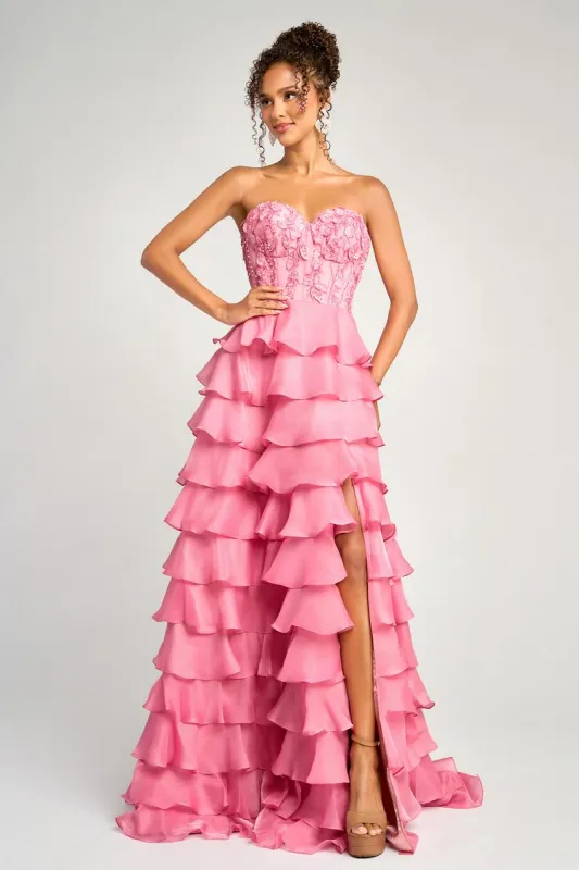 Portia and Scarlett Strapless Chiffon Prom Dress PS26048 made by Terry costa