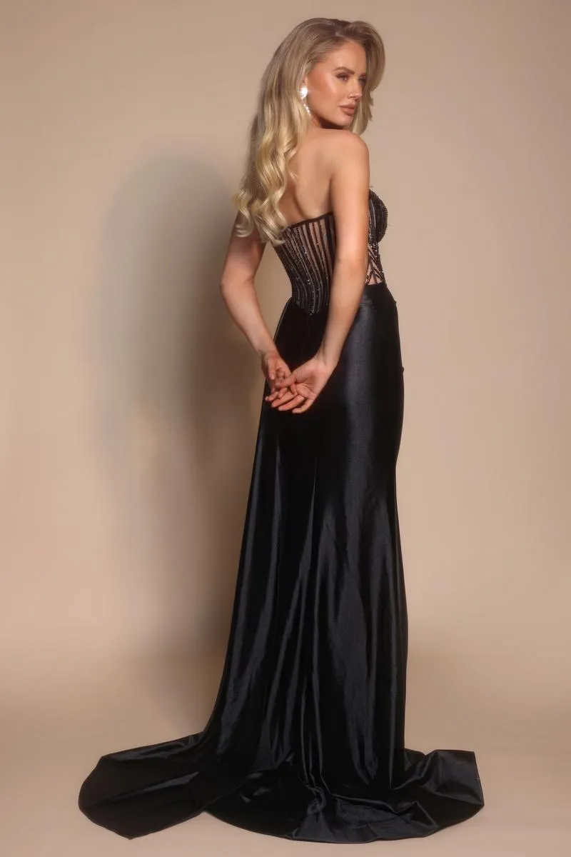 Portia and Scarlett Strapless Sheer Corset Prom Dress PS26056 sold by Terry costa product image thumbnail 4