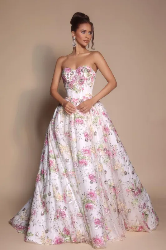 Portia and Scarlett Floral Ball Gown PS26215 made by Terry costa