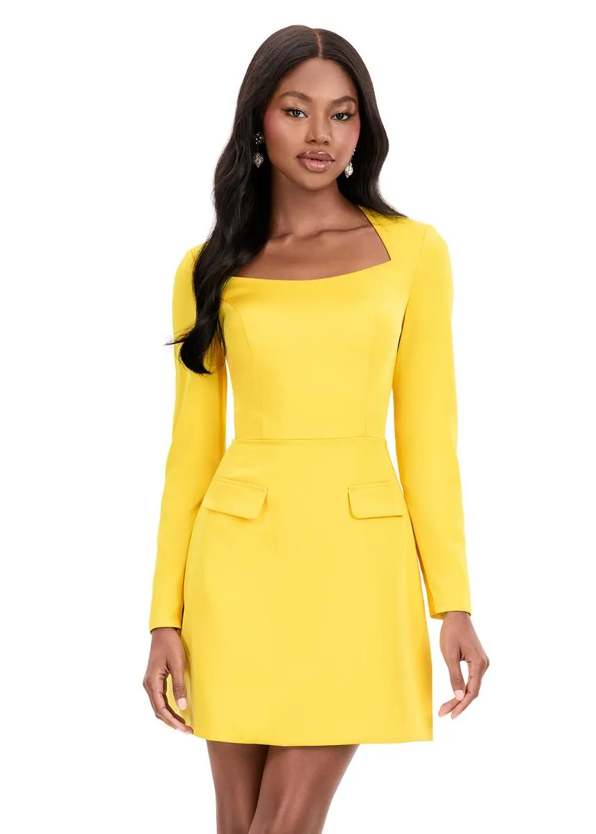 ASHLEYlauren Open Back Long Sleeve Fitted Short Dress 4971 sold by Terry costa