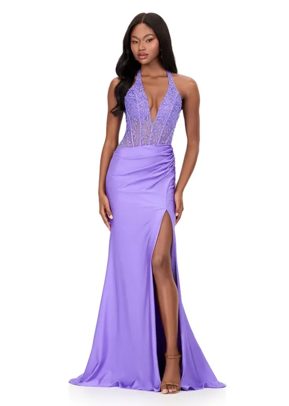 ASHLEYlauren Illusion Corset Halter Prom Dress 12169 sold by Terry costa