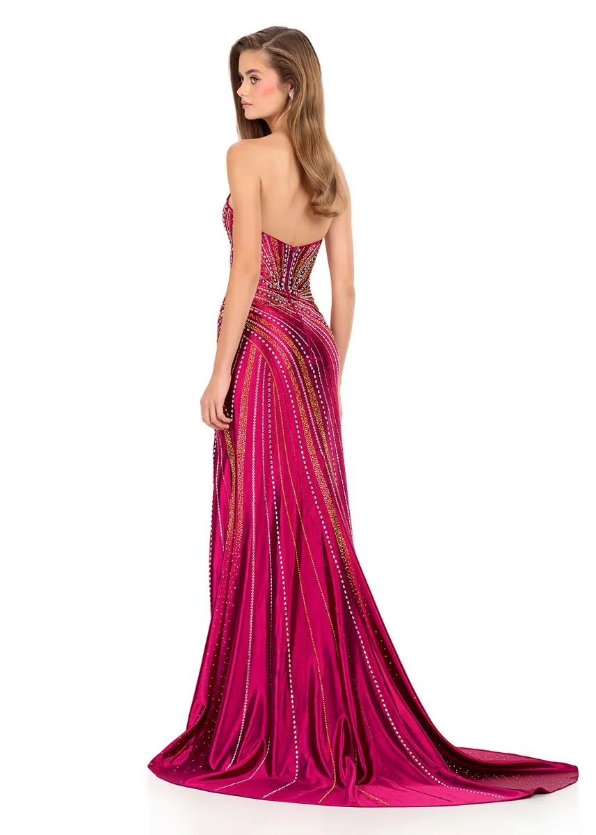 ASHLEYlauren Strapless Embellished Prom Dress 12267 sold by Terry costa product image thumbnail 3
