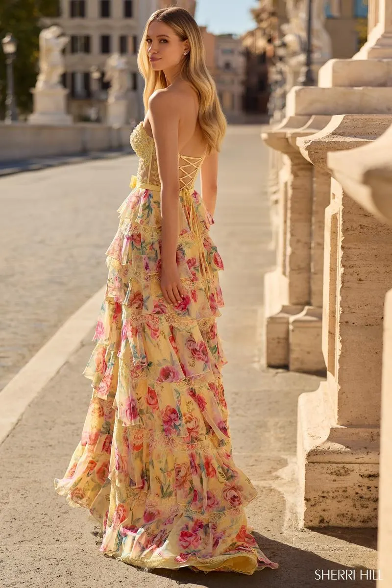 Sherri Hill Lace Floral Corset Prom Dress 57909 sold by Terry costa product image thumbnail 2