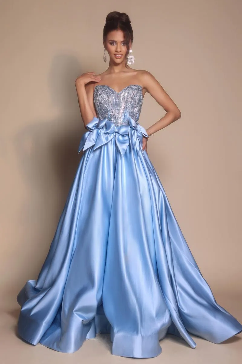 Portia and Scarlett Rhinestone Bow A-line Prom Dress PS26077 sold by Terry costa product image thumbnail 3