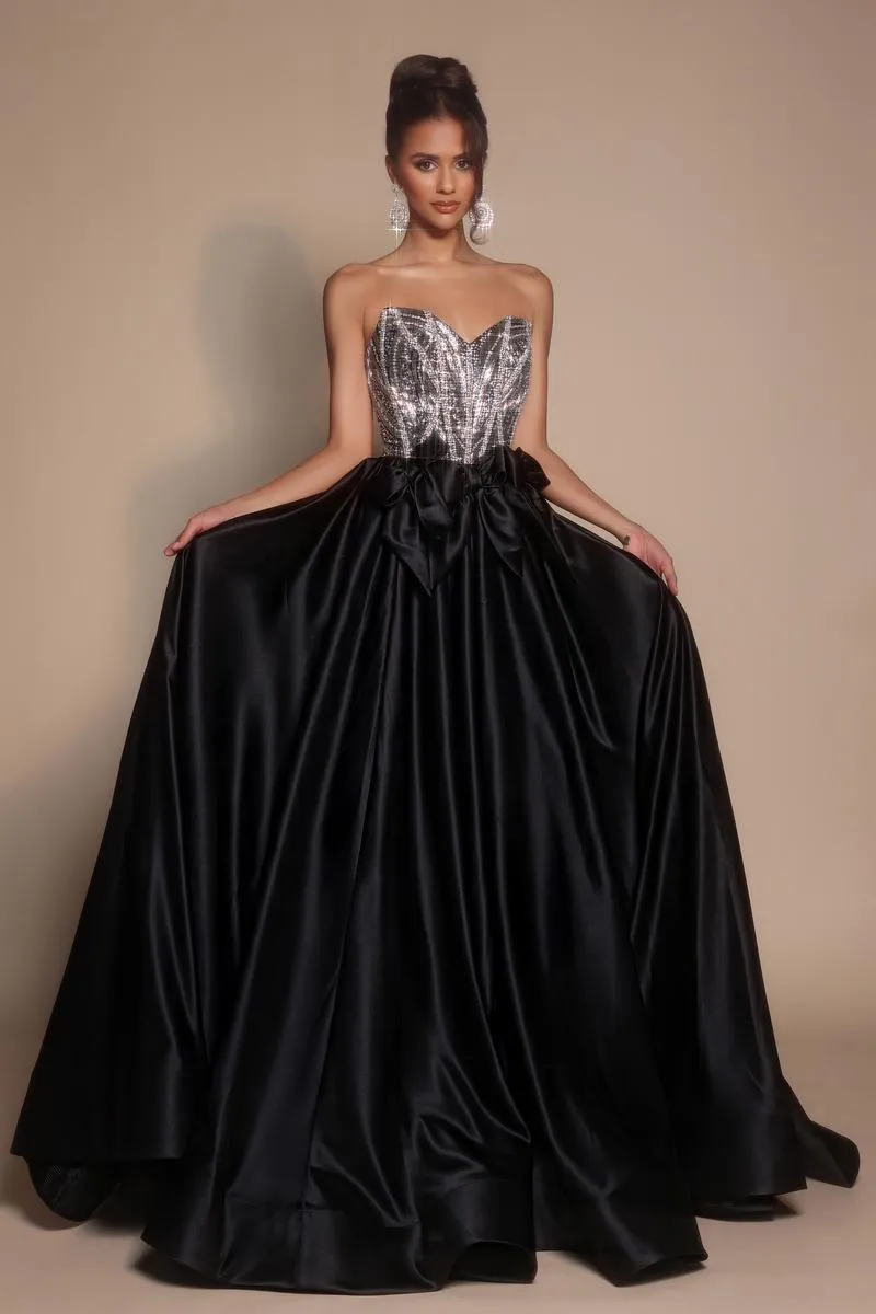 Portia and Scarlett Rhinestone Bow A-line Prom Dress PS26077 sold by Terry costa