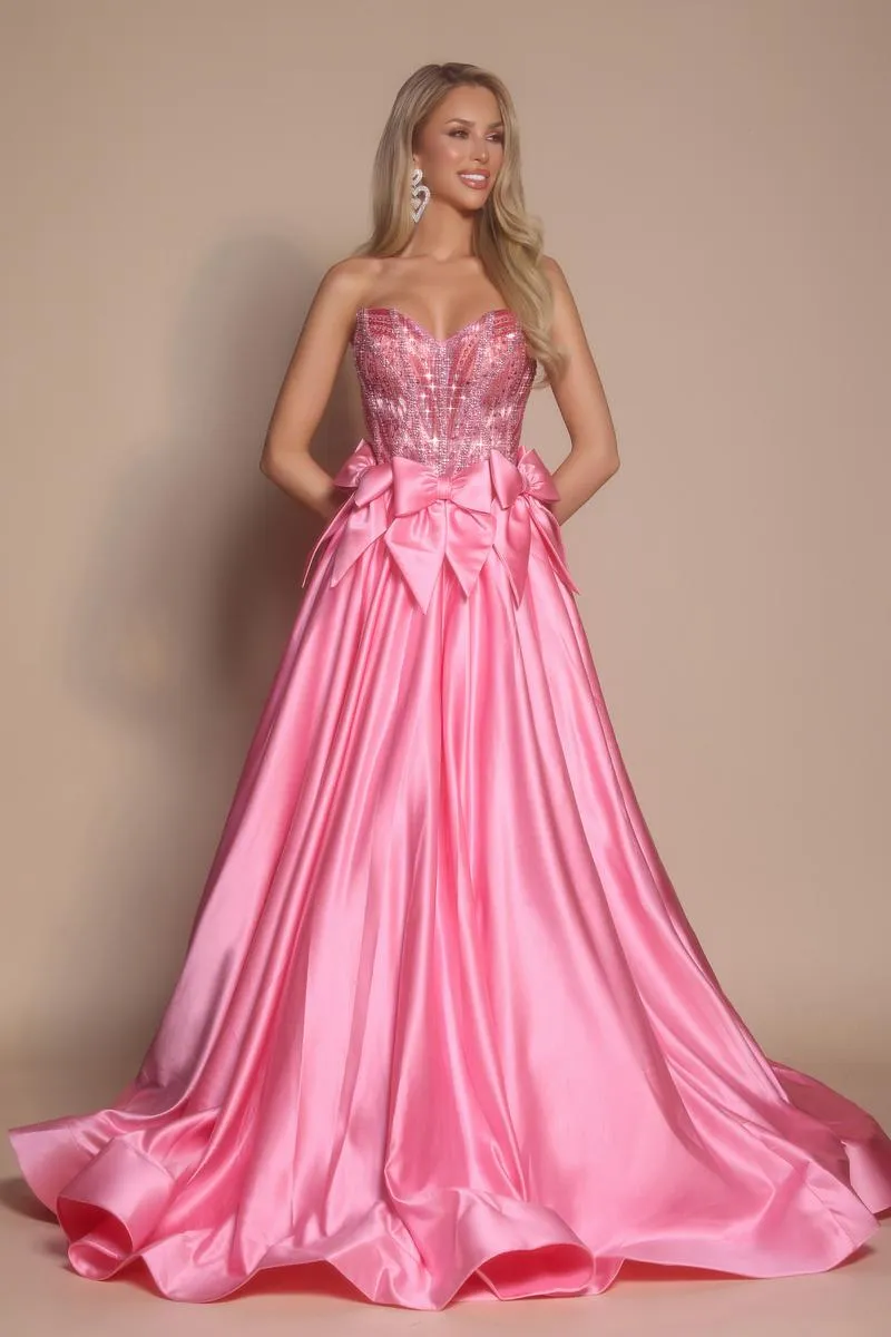 Portia and Scarlett Rhinestone Bow A-line Prom Dress PS26077 sold by Terry costa product image thumbnail 4