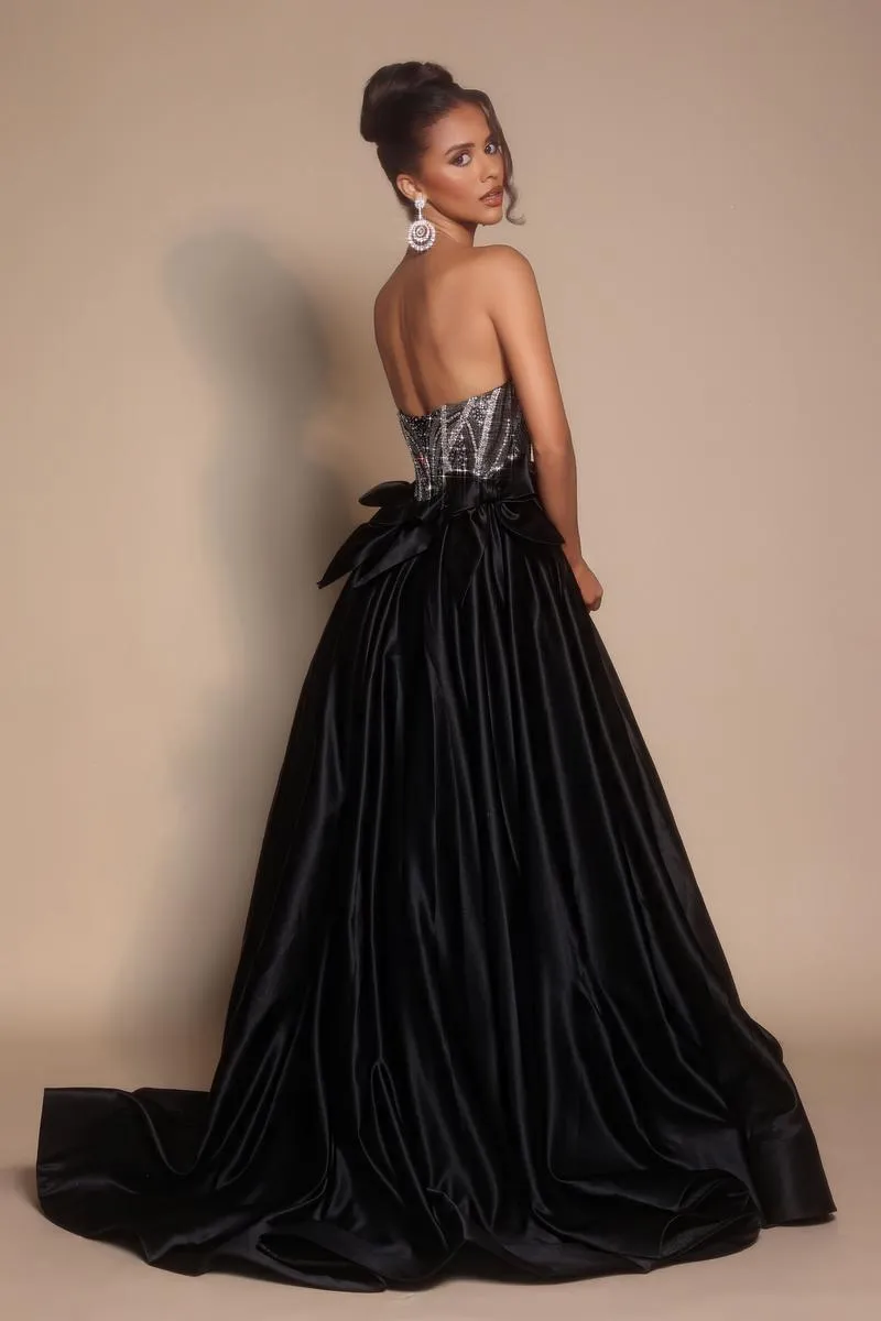 Portia and Scarlett Rhinestone Bow A-line Prom Dress PS26077 sold by Terry costa product image thumbnail 2