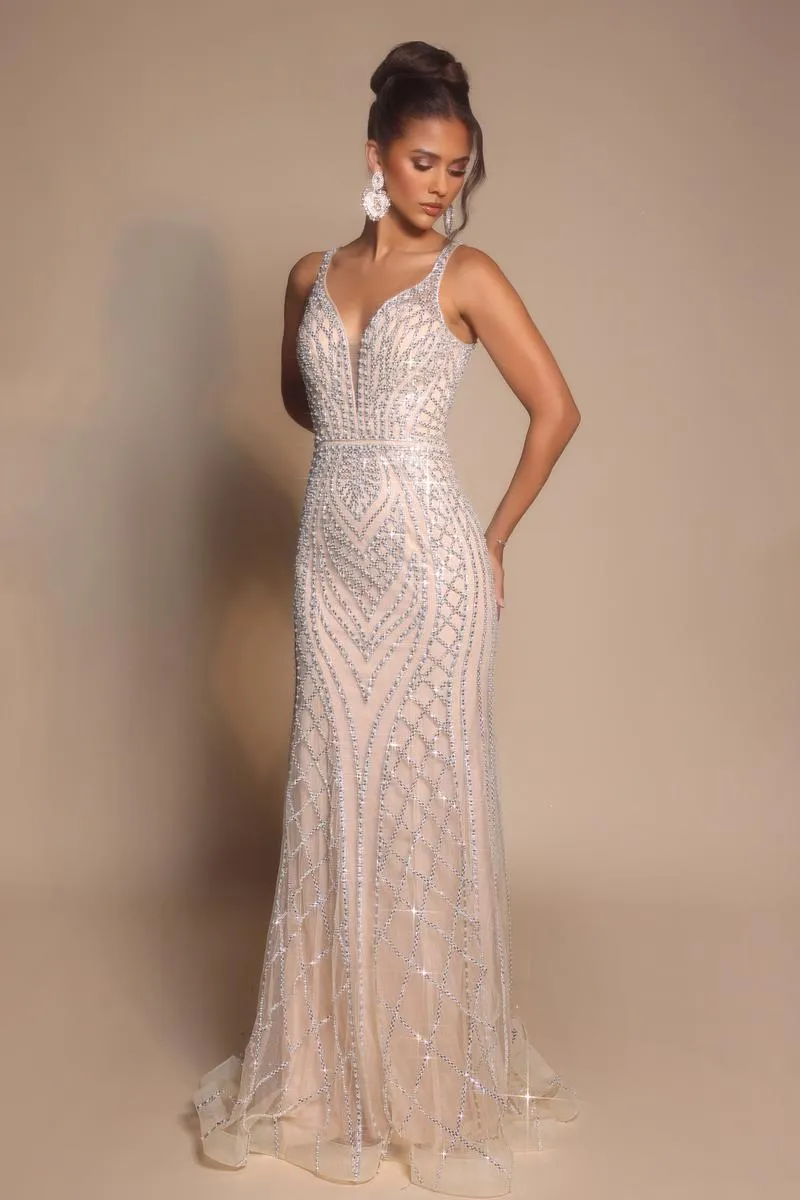 Portia and Scarlett Beaded Fitted Prom Dress PS26089 sold by Terry costa product image thumbnail 4