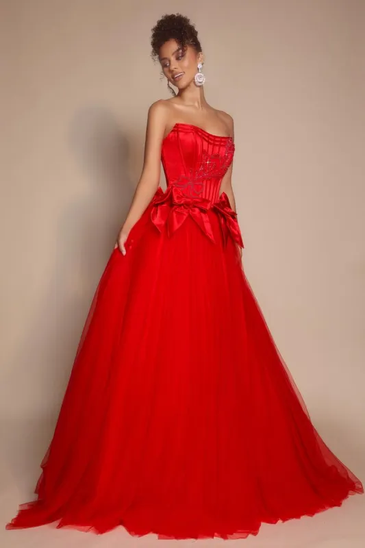 Portia and Scarlett Corset Ballgown Prom Dress with Bows PS26102 made by Terry costa