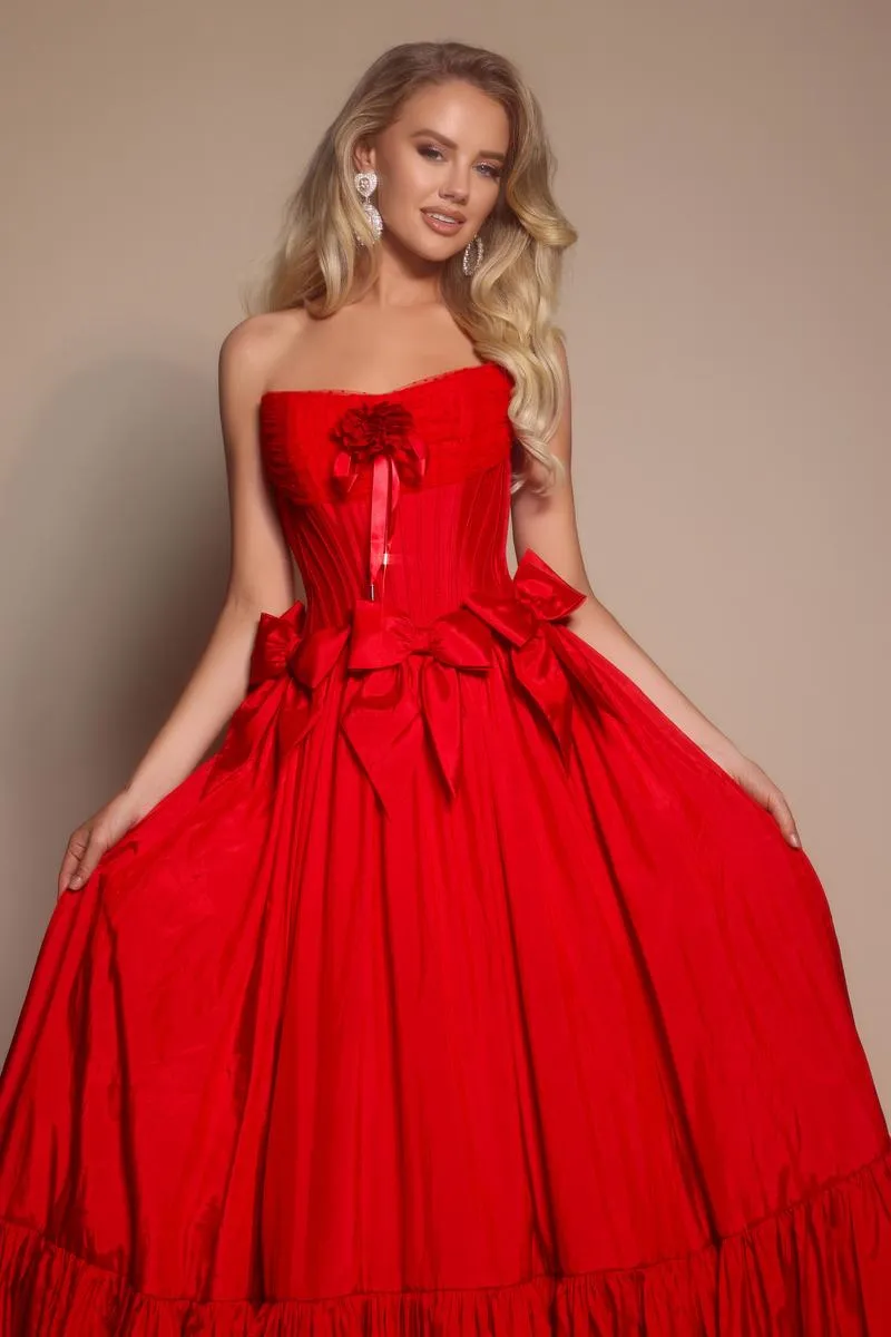 Portia and Scarlett Strapless Bow Prom Dress PS26148 sold by Terry costa product image thumbnail 3