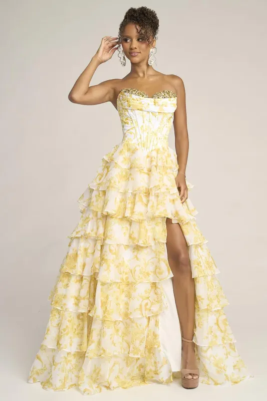 Portia and Scarlett Ruffle Prom Dress PS26210 made by Terry costa